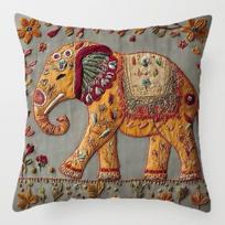 Animal Print 45cm Pillow Case Vintage Elephant Print Cushion Cover Bohemian Style Flower Bird Sheep Throw Cushion Home Decor brown