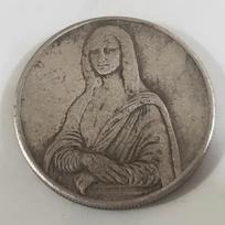 Italian Mona Lisa da Vinci antique silver coin, foreign silver dollar, antique coin collection, can be blown gray
