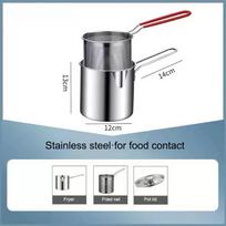 304 Stainless Steel Deep Fryer With Frying Basket Multifunction Small Pot For Kitchen Chicken Fish Cooking Tool A5 gray