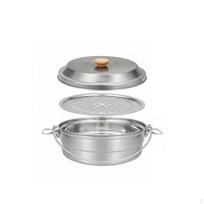 Camping Steamer Pot Set Non 4.5L Outdoor Cooking Lightweight Portable Camp Cookware for Campers, 3L gray