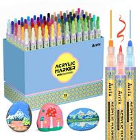 Arrtx Acrylic 72 Medium Acrylic Paint Waterproof Paint Markers for Rock Painting Markers, Colors, Tip, Pens, Quick-Drying, yellow