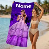 Customizable personalized beach towels Taylor Swift themed designs.Suitable for the beach, yoga, sports;ideal as beach accessories 70cmx140cm(27x55inch) purple