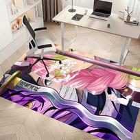 Nezuko Demon Slayer Kanroji Mitsuri Printed Absorbent Washable Carpet, Non-Slip Bathroom Mats, Kitchen Rugs, Yoga Mat,Living Room Entrance, Camping Pi 80cmx120cm gray