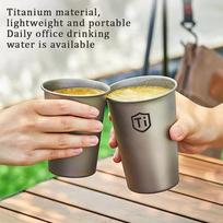 Lightweight Titanium Camping Mug 1Pcs Portable Food Grade Outdoor Cup for Hiking Picnic Travel Tourist Tableware 400ML gray