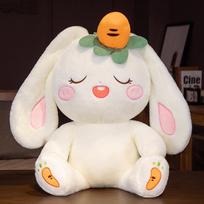 Karštas Huaggle 1 vnt. Mielas triušis su morka pliušiniai žaislai Kawaii zuikio lėlės minkšta pagalvė mergaitėms kūdikiams fantastiškos gimtadienio dovanos 35cm beige