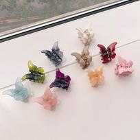 Butterfly Hair Clip Mini Half-Braid Hairpin Clear Pink gray