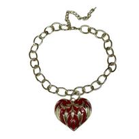 Cuban Link Chain Necklace For Women Heart Pendant Neckchain Adjustable Length Neckwear Handmade Jewelry for Women gray