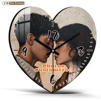 1pc Customizable Wooden Wall Clock, Photo Clocks Living room, Bedroom, Office Wedding, Christmas, Couples, Friends, Family (as the picture,10 inch) brown
