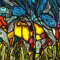 Customized Art Deco Stained Glass Window Film, Frosted Privacy Static Cling Sticker Vintage Home Decor Removable UV Blocking (as the picture,30X30cm) yellow