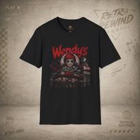 Wendys Retro Neon Logo T-Shirt Fast Food Restaurant Tee L beige
