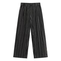 Dropping Slack Floor Mopping Pants Men's Casual Lazy Striped Summer Linen Blended Loose Wide Leg Pants XXL black
