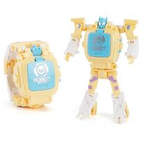 Animacinių filmų transformuojamas robotas elektroninis rankinis laikrodis, skaitmeninis ekranas, žaislas vaikams berniukas light yellow white