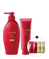 Tsubaki Premium Moist   Repair Shampoo + Treatment  + Free Tsubaki 2 Type Sachet  1 Pack + Tsubaki Mask 12g  2 Sheets FREE red