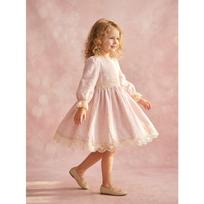 Mergaitei ilgomis rankovėmis, princesės stiliaus, vienspalvė A formos suknelė 130cm beige