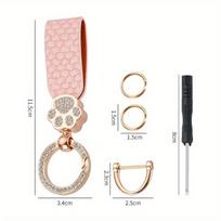 Luxury PU Leather Keychain with Cat Paw Design Fashionable Couples Key Ring Accessory Creative Gift Idea for Men Women Car Keys rožinė