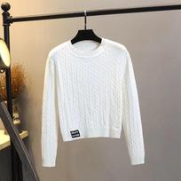 Round-neck Long-sleeved Sweater for Women In Lazy Style Autumn and Winter Casual Pullover Loose Knitted Sweater XL white