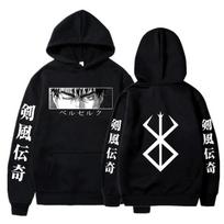 Berserk Guts Hoodies Vyrams Moterims Grafinis Spaudas Ruduo Žiema Vilnos Gatvės Apranga Viršutiniai Drabužiai XL black