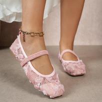 Fashion French-style Mary Jane flat shoes for women, square-toe ballet-inspired single shoes, fairy mesh shoes 2025 36 brown