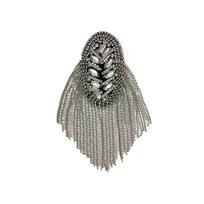New Rhinestone Shoulder Tassel Epaulet Detachable Gold Shoulder Epaulettes Long Chain Brooch Jewelry gray