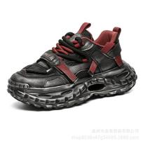 Colored and old Hong Kong style niche light luxury low-top thick-soled cushioning sports shoes non-slip and wear-resistant dad shoes 44 black