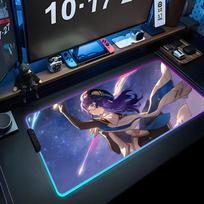 pela honkai star Mouse Pad RGB Gaming Mousepad Big LED Pad PC Desk Mat Luminous Mouse Pad Large Keyboard Mats Table Rug With RGB600x300x3mm blue
