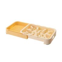 Pet Slow Feeder Bowl 2-in-1 Dog Slow Feeder with Non-Slip Base Pull-Out Licking Bowl Pet Dish for Cats Dogs geltona