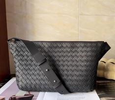 New Men's Black Woven Cowhide Crossbody Fanny Pack – Large Capacity, Trendy & High Quality Casual Shoulder Bag juoda