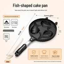 Aluminum Non-Stick Taiyaki Waffle Cake Grill Pan 3 Fish Taiyaki Grill Pan + Oil Brush