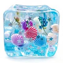 Slow Rising Blue Ocean Ice Cube Stress Balls Soft Squishy Square Shape Ocean Squishy Balls Shell Filled Ocean Theme