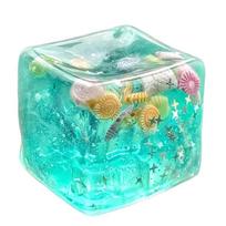 Slow Rising Blue Ocean Ice Cube Stress Balls Soft Squishy Square Shape Ocean Squishy Balls Shell Filled Ocean Theme
