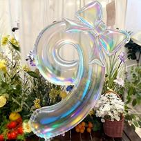 11inch Number Balloon Decorative Creative Coloful Birthday Party Balloon 1-9 Background Decoration Bowknot Balloon Photo Props gray