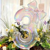 11inch Number Balloon Decorative Creative Coloful Birthday Party Balloon 1-9 Background Decoration Bowknot Balloon Photo Props