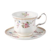 Keramikiniai kavos puodeliai su lėkštutėmis, unikalus gėlių raštas, daugiafunkciniai, latte art, arbatai Round Saucer white