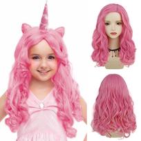 Rožinės perukai moterims Sintetiniai plaukai Ilgas garbanotas perukas su šonine kirpčiukų dalimi Anime Cosplay Šalis Helovinas Raudonas kostiumas Atsparus karščiui Pink- pink