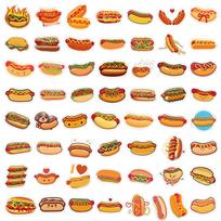 55 Hot Dog Cartoon Stickers for Journals, Water Bottles, and Laptops - Waterproof Decals orange