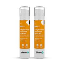 The Derma Co 1% Hyaluronic Sunscreen Aqua Gel SPF 50 PA++++ Hydrating Lightweight Non-Greasy 50 g Pack of 2 white