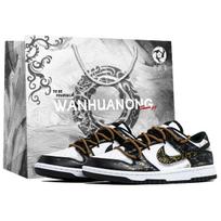 Nike Dunk Wan Hua Nong, Black Friday Scale, Shopping Bag Abrasion Resistant Low top Skateboard Shoes Men's Black White DD1391-100(Team113-S-BOX) 44 gray