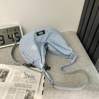 Plaid Nylon Dumpling Bag Fashion Sports Bag Casual Versatile Trendy Brand Men'S And Women'S Shoulder Messenger Bag mėlyna
