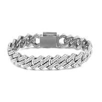 7/8inch Crystal Heart Tennis Chain Cuban Link Chain Bracelets Iced Out Miami Prong Cuban Bracelet Wristband Punk Hiphop Jewelry 8inch 20cm gray