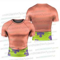 SpongeBob SquarePants Fitness Tshirts Summer New Fighting Tops Tees Breathable Women Man  Adult Children's XXXL beige