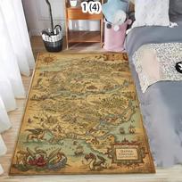 Vintage World Map Area Rug Kids Play Mat Non-Slip Washable Floor Mat Doormat Nautical Print Retro Adventure Carpet for Bedroom 50x80cm beige