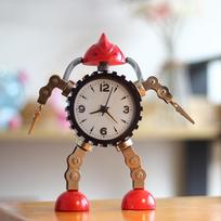 Metal Robot Alarm Clock with Arm Clip Cartoon Children Cute Silent Alarm Clock Student Gifts Bedroom Desktop Alarm Clocks raudona