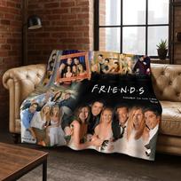 Klasikinis „Draugai“ Central Perk TV flanelinis pledas, jaukus minkštas užklotas namams, miegamajam, lovai, sofai, iškylai, biurui, dangalas, dovana, vaikui 75x90cm brown