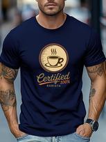 Certified Barista Coffee Cup Graphic Print Unisexs Crew Neck Short Sleeve Casual Basic Summer Daily Soft Comfort Fit Wear Tee Shirt 4XL brown