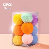 12PCS Silent Bouncing Plush Cat Ball Set: Self-Play Fun Toy with Soft Texture, Encourages Independent Play and Boredom Relief 12PCS white