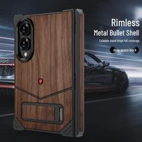 Samsung Z Fold8 Ultra Walnut Wood Phone Case with Metal Borderless Hinge - Anti-drop, Foldable. gray