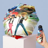 Miraculous Ladybug Printed 5?Fold Mini Umbrella 8?Rib Windproof Compact Umbrella For Women Pocket Carry gray