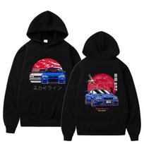Anime Initial D Rising Jap Hoodie Jdm Drift Red Car Fashion Fleece Hoodies Men Women Long Sleeve Tops Harajuku Streetwear 130 juoda