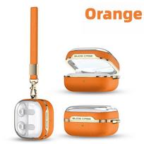 Luxury Leather Pattern Design For Samsung Galaxy Buds 4 Pro /4 () Cover Creative Electroplated With Lanyard For Galaxy Buds For Buds 4 4Pro orange