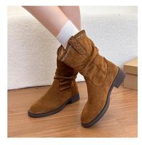 Maillard Short Boots Women'S New Versatile Retro Martin Boots Frosted Leather Western Cowboy Boots Stack Boots Women'S 39 brown